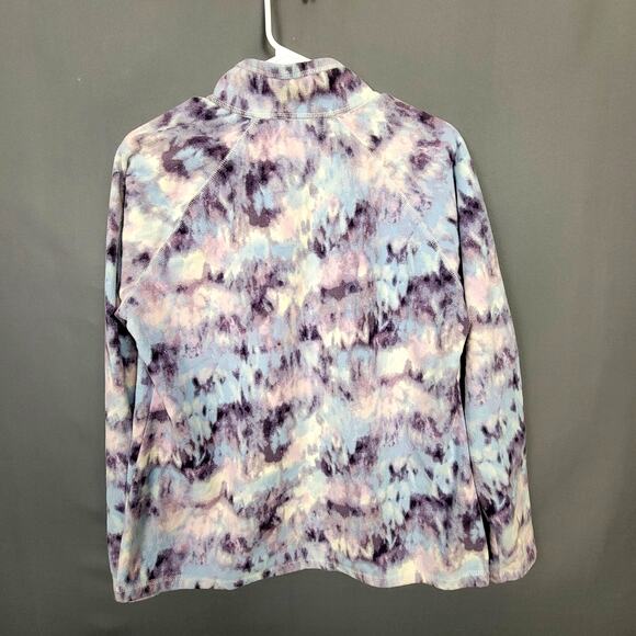 Eddie Bauer Purple Blue Cloud Wash 1/4 Zip Fleece Pullover Mock Neck L - Picture 2 of 8